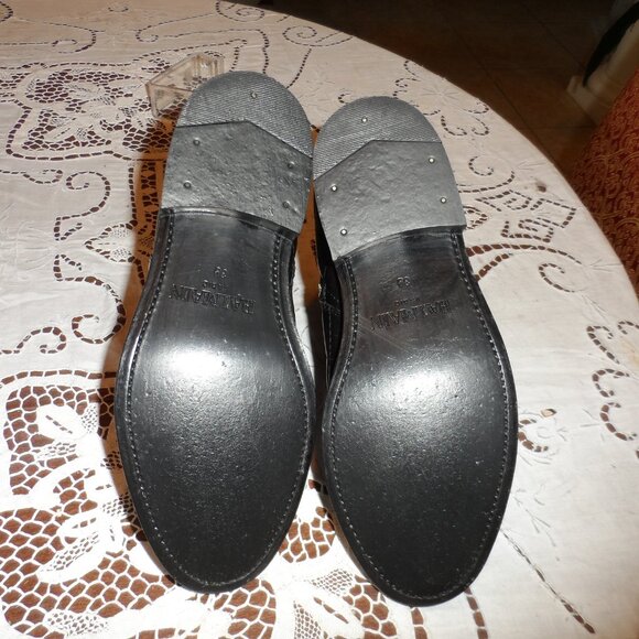 Balmain Black Calf Leather Quilted Ankle Boots w/Silver Cap Toe Size 39B - Picture 15 of 16